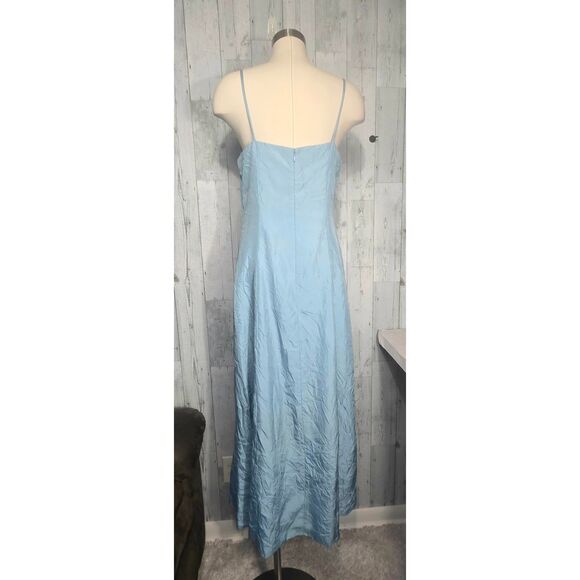 VTG 90s INC Dress Square Neck Spaghetti Strap Crinkle Silk Maxi Dress Sz. 12 - Picture 3 of 7
